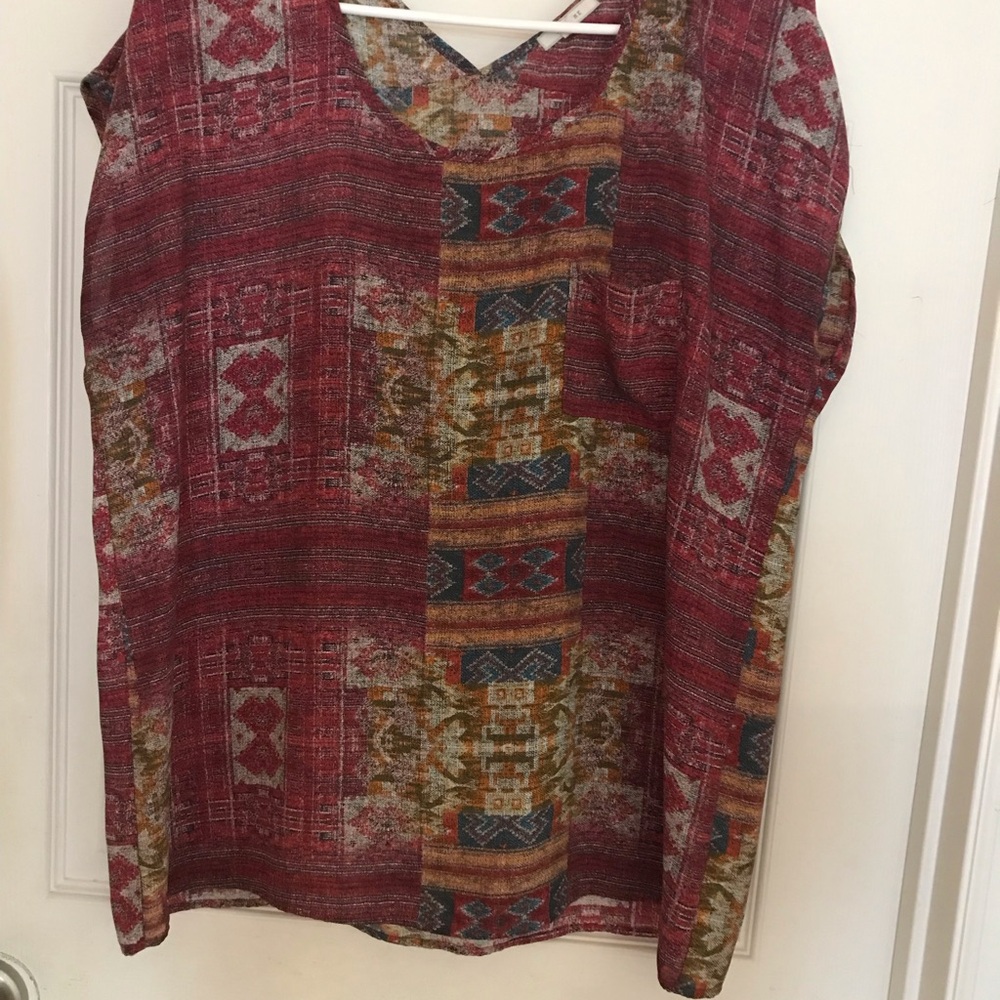 Pleione cap sleeve printed Sleeveless Blouse with Geometric Patterns